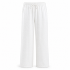 Quinmere white drawstring trousers on a white studio background