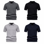Quinrel dark grey, black, light grey and navy textured polo colour lineup