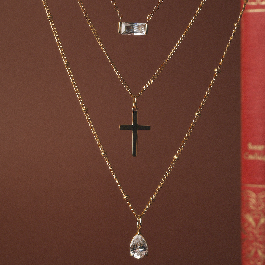 Bruce & Co Small Cross Beaded Chain Necklace, 45 cm