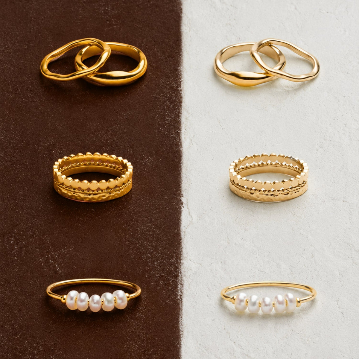 Bruce & Co Daily – Three Textured Stacking Rings Set