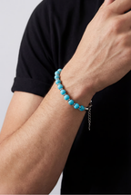 Bruce & Co Men’s Turquoise Bead Bracelet, 8 mm, Stainless Steel Clasp