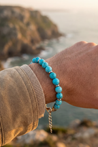 Bruce & Co Men’s Turquoise Bead Bracelet, 8 mm, Stainless Steel Clasp