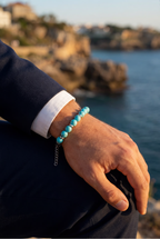 Bruce & Co Men’s Turquoise Bead Bracelet, 8 mm, Stainless Steel Clasp