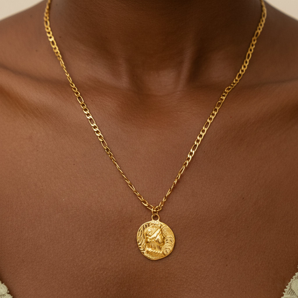 Bruce & Co Roma – Roman Coin Pendant Necklace, Steel