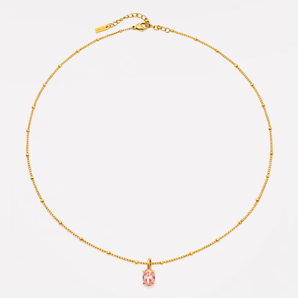Bruce & Co Rose – Oval Pink Cubic Zirconia Necklace