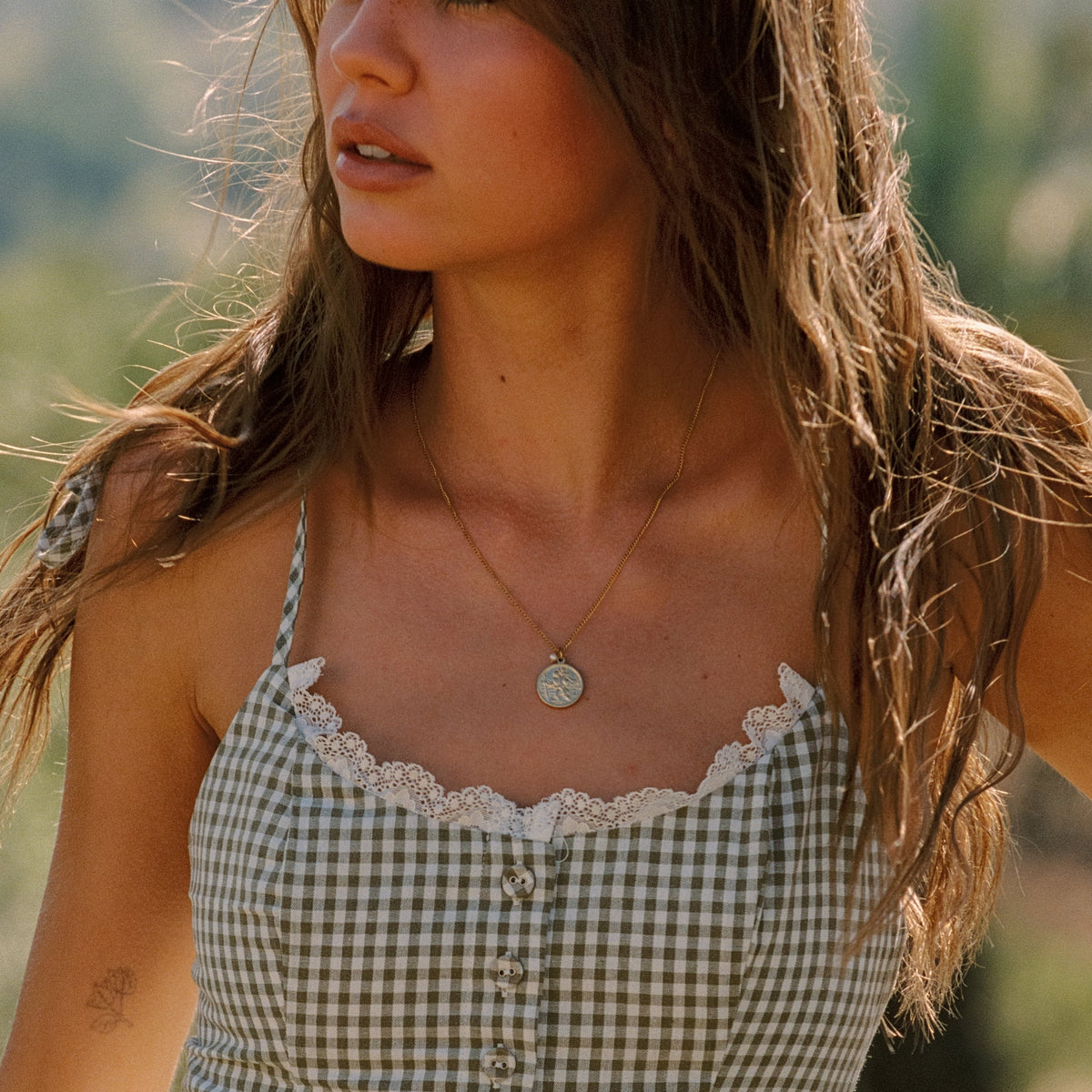 Bruce & Co Saint Christopher Coin Necklace with Pearl