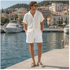 Rovemere white set styled at a coastal marina