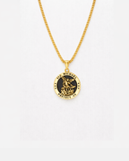 Bruce & Co Saint Michael Medallion Necklace, Gold-Plated Steel