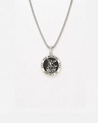 Bruce & Co Saint Michael Medallion Necklace, Silver-Plated Steel