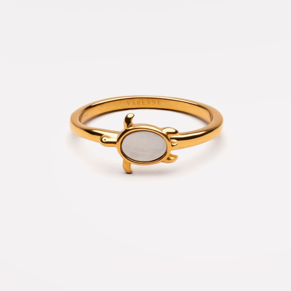 Bruce & Co Mother of Pearl Sea Turtle Ring, Steel