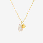 Bruce & Co Seashell Cove – Pearl and Spiral Shell Pendant Necklace