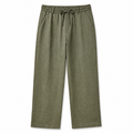 Selvaro men's olive linen drawstring trousers, front view on white