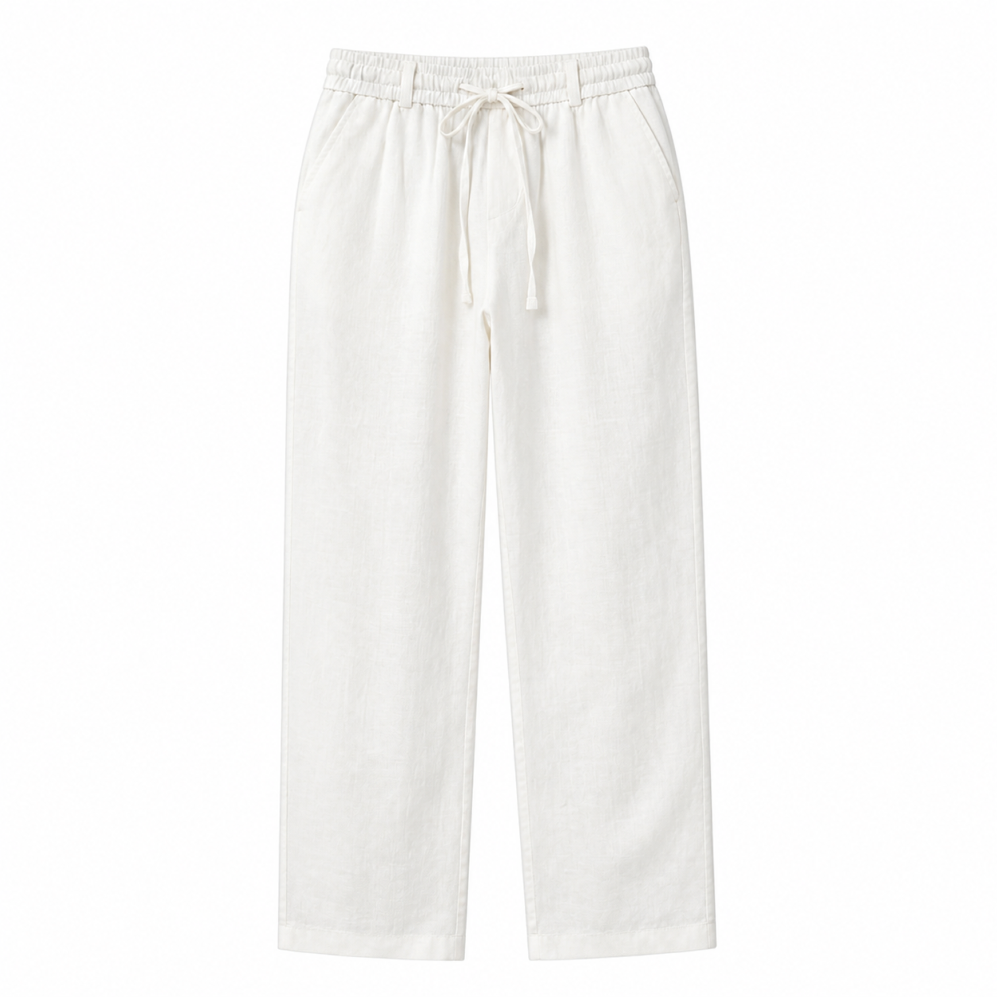 Selvaro white linen trousers front ghost mannequin