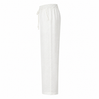 Selvaro white linen trousers side ghost mannequin