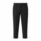 Seremora black slim tapered tailored trousers, front ghost mannequin view