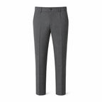 Seremora gray slim tapered tailored trousers, front ghost mannequin view