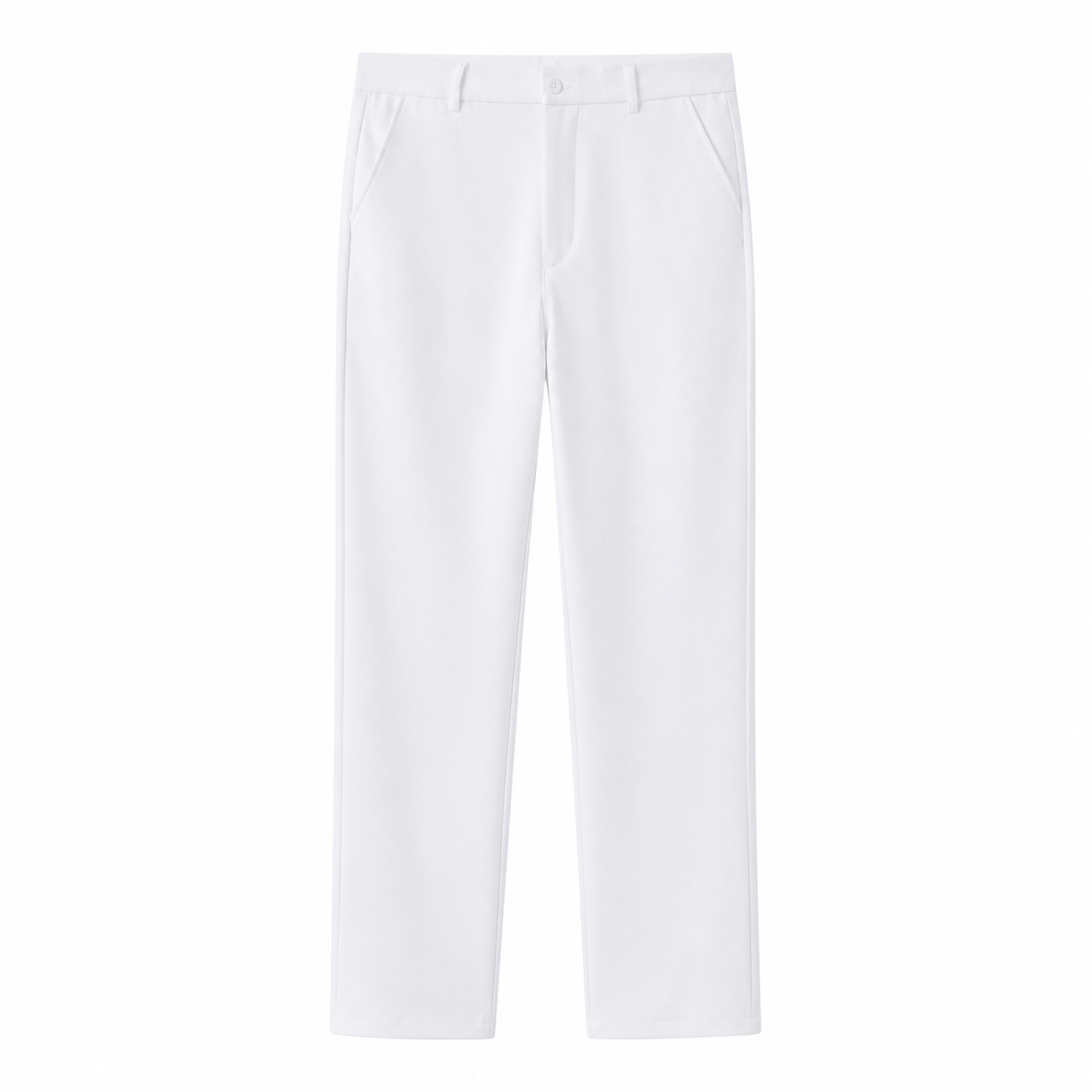 Seresaro white straight tailored trousers on a white studio background