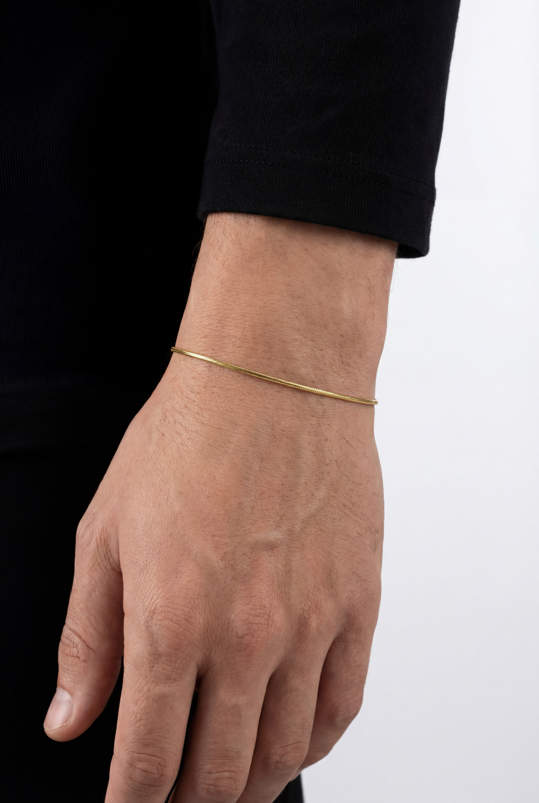Bruce & Co Snake Chain Bracelet, 2 mm, 18K Gold-Plated Steel, Adjustable