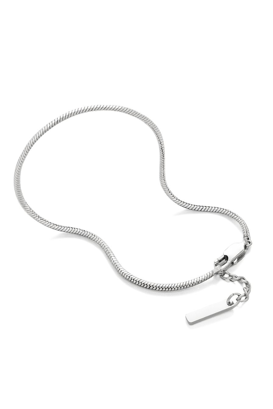 Bruce & Co Snake Chain Bracelet, 2 mm, Silver-Plated Steel, Adjustable