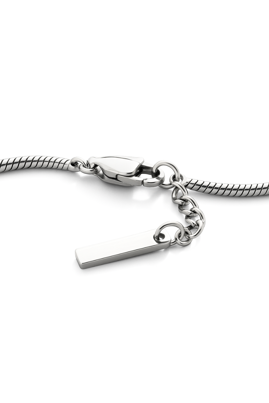 Bruce & Co Snake Chain Bracelet, 2 mm, Silver-Plated Steel, Adjustable