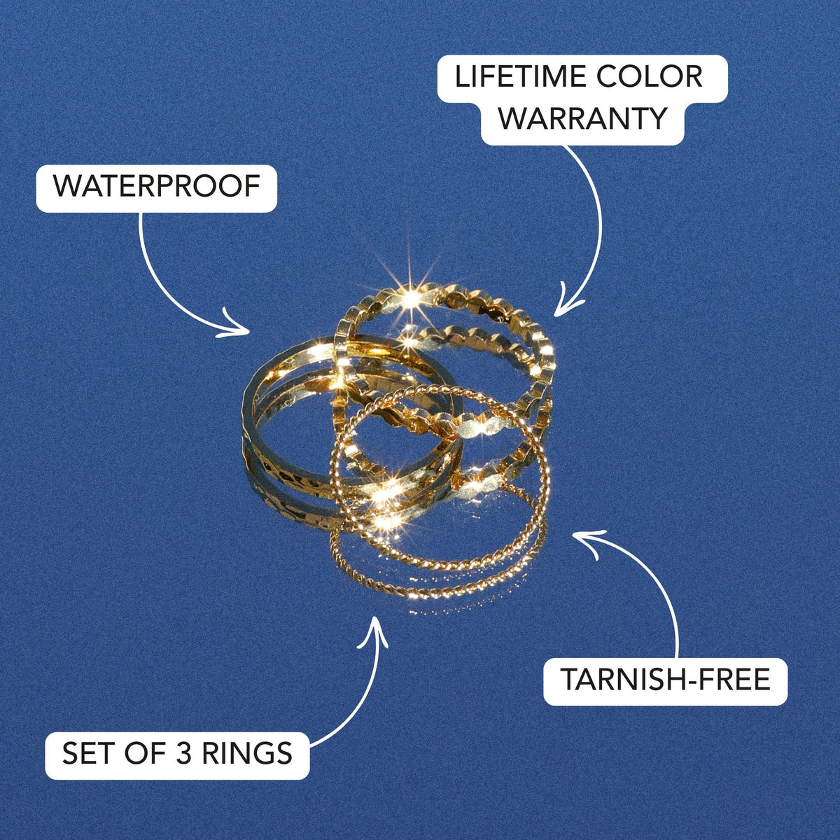 Bruce & Co Daily – Three Textured Stacking Rings Set