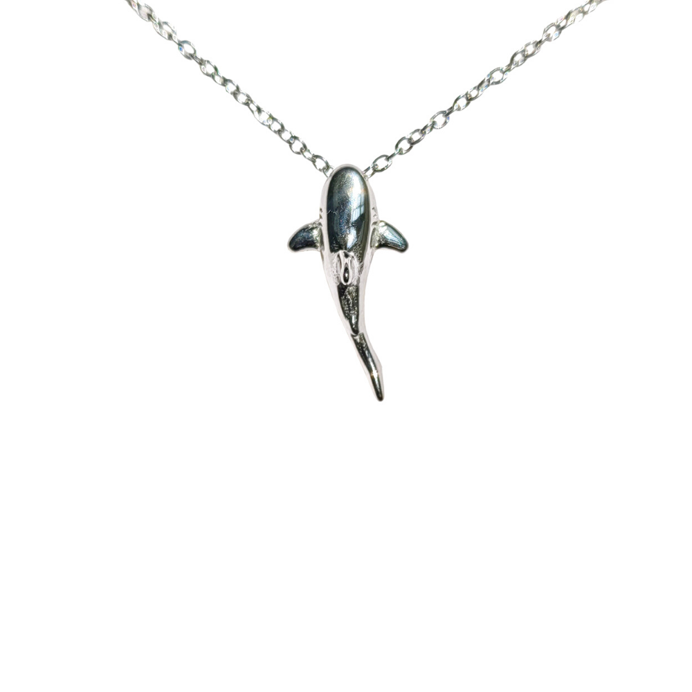 Bruce & Co Shark Pendant Necklace, 45 cm, Steel
