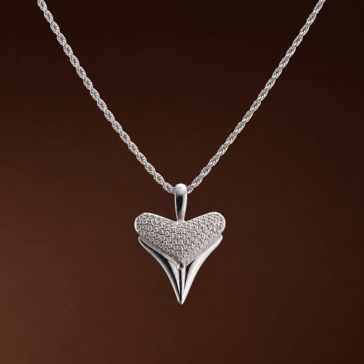 Bruce & Co Zircon Shark Tooth Pendant Necklace, 18 mm