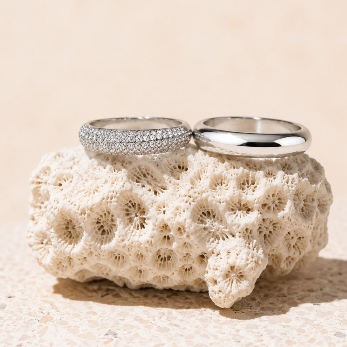 Bruce & Co Day & Night – Plain and Pavé Zircon Rings Set