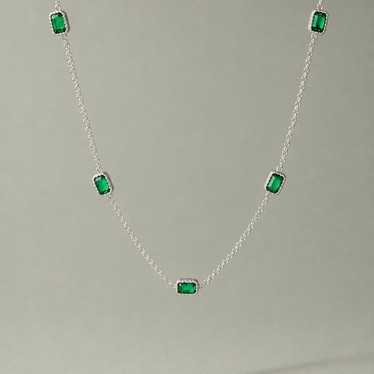 Bruce & Co Raja Ampat – Green Rectangular Station Necklace