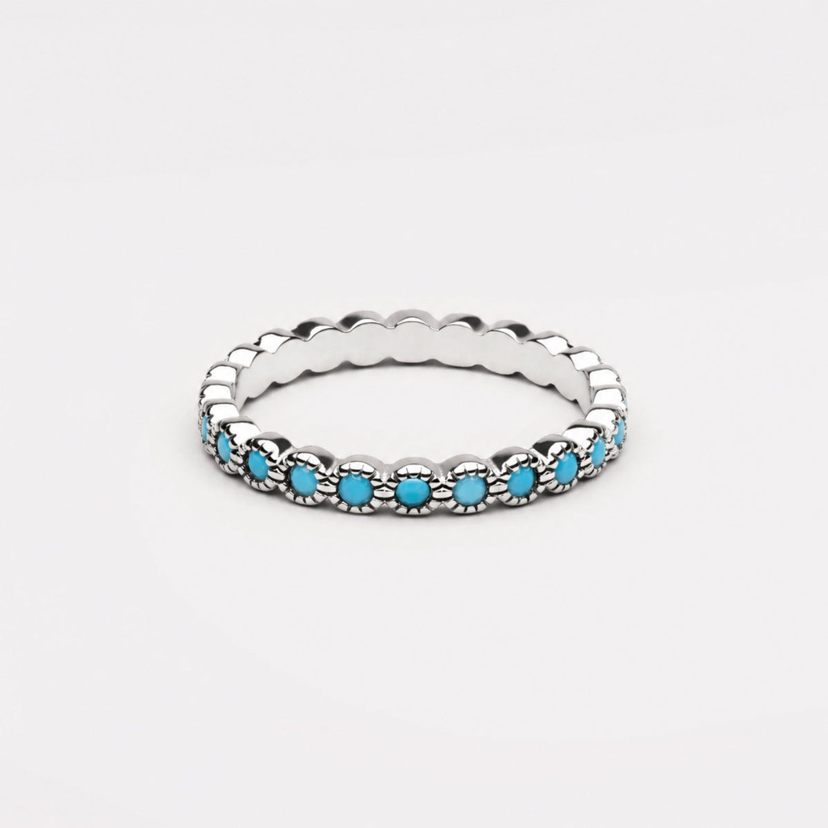 Bruce & Co Azure – Turquoise Eternity Band Ring, Steel