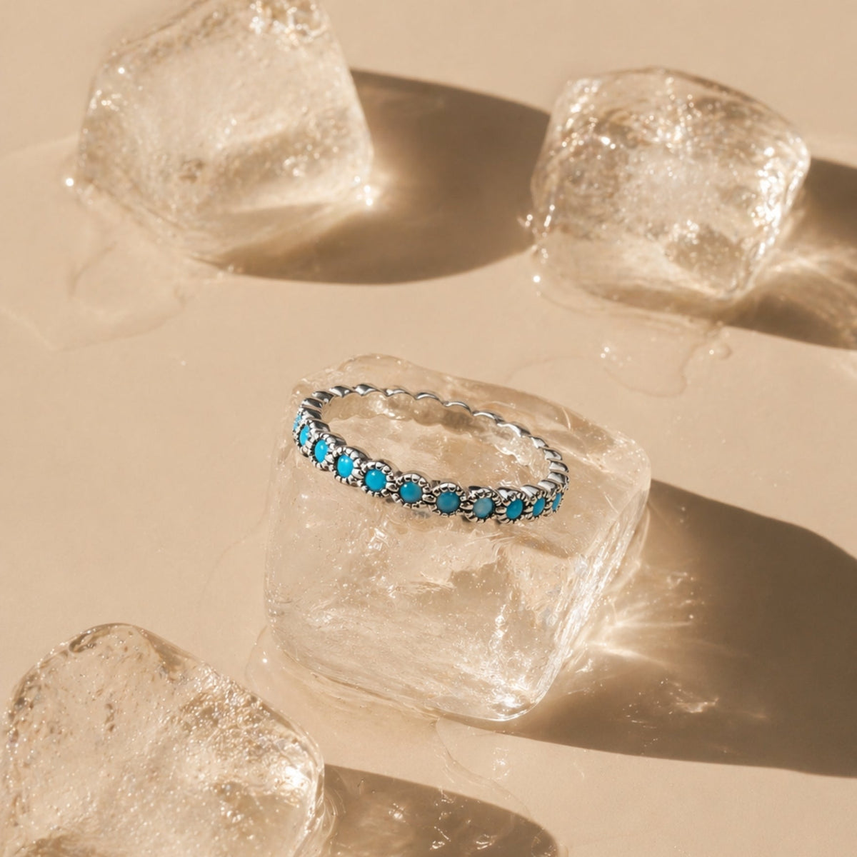 Bruce & Co Azure – Turquoise Eternity Band Ring, Steel