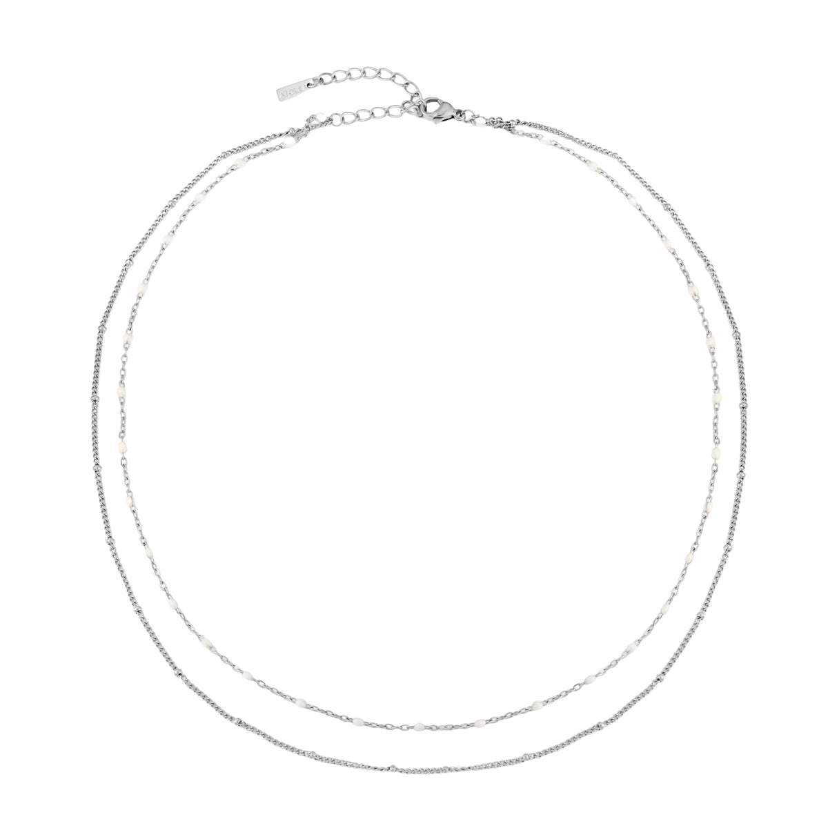 Bruce & Co White Enamel Double Layer Choker, 40 cm