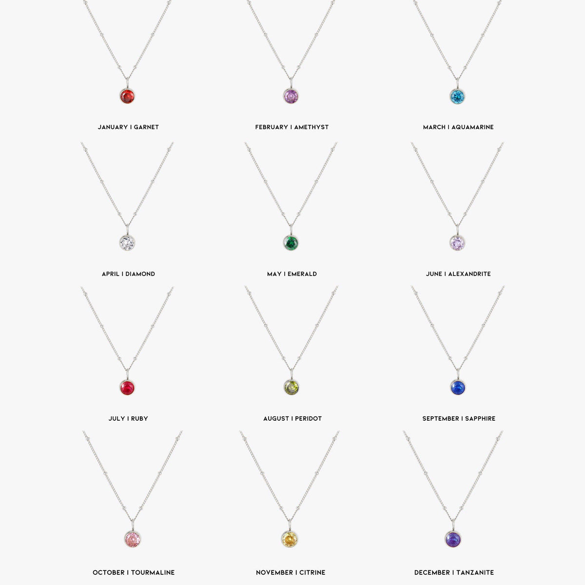 Bruce & Co Round CZ Birthstone Necklace, 9 mm