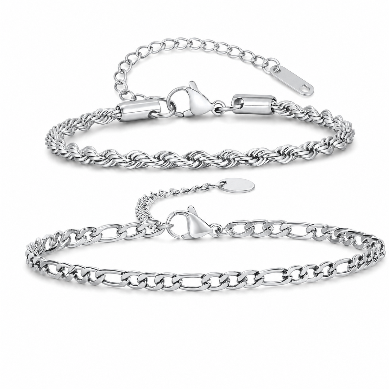 Silver stainless steel bracelet Set 1