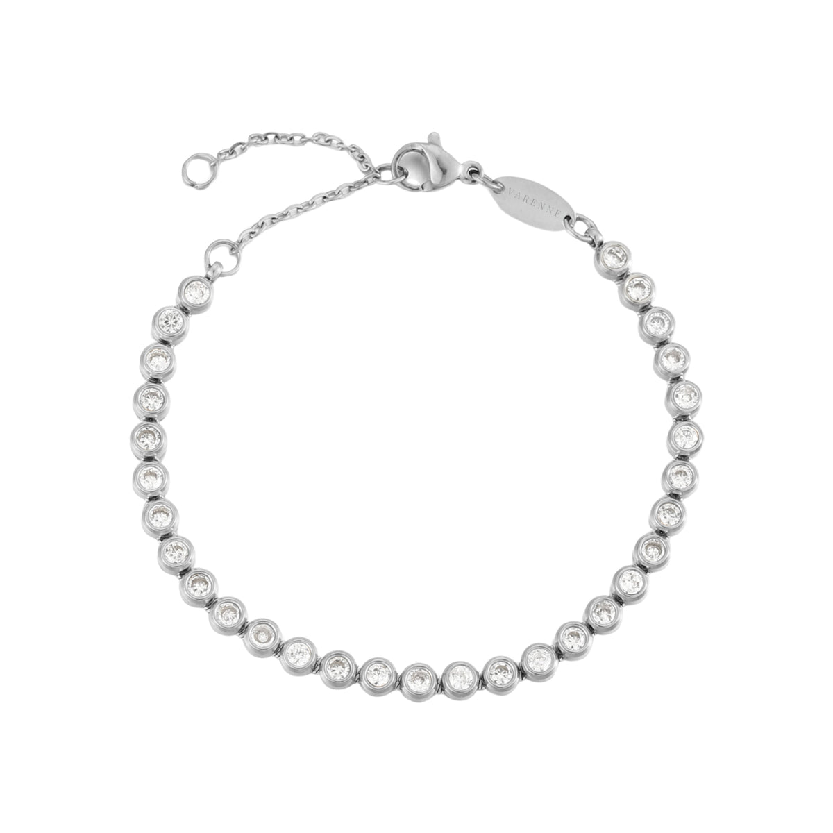 Bruce & Co Round Zircon Tennis Bracelet, 17 cm, Steel