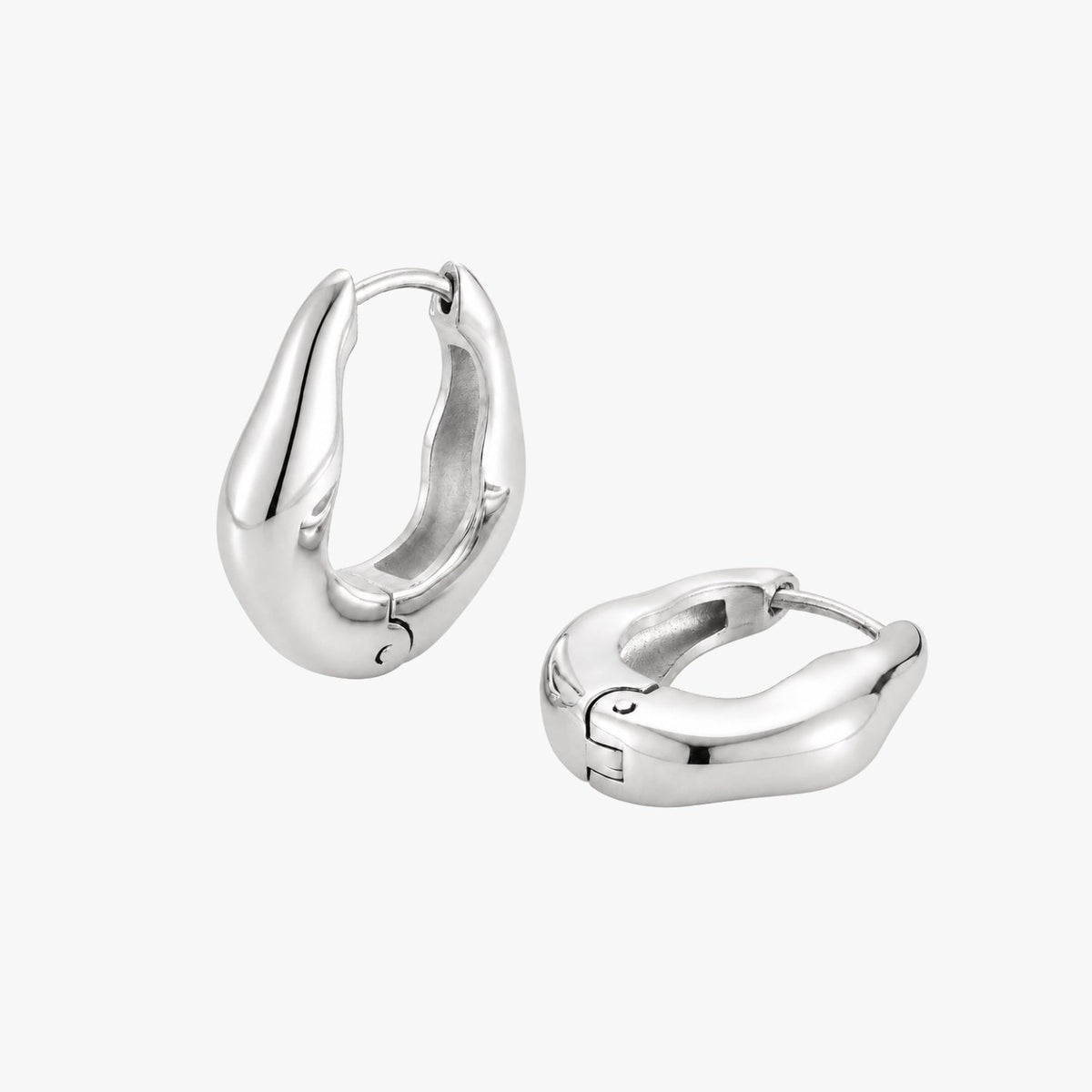 Bruce & Co Organic Sculpted Hoop Earrings, 20 mm, Stainless Steel