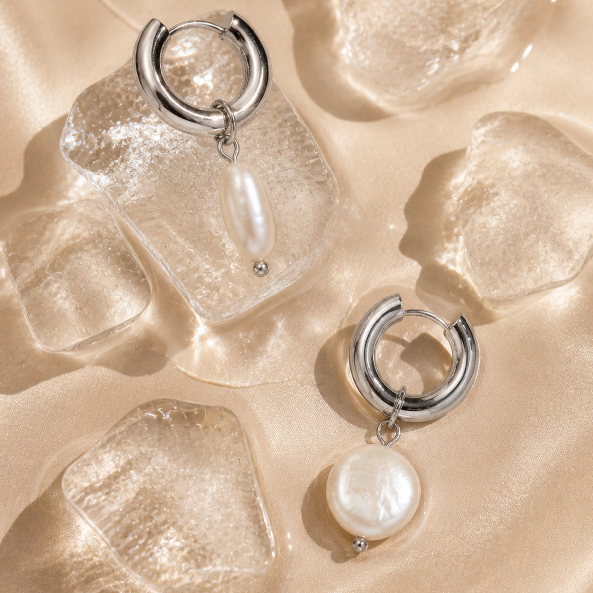 Bruce & Co Chunky Freshwater Pearl Hoop Earrings, 18 mm