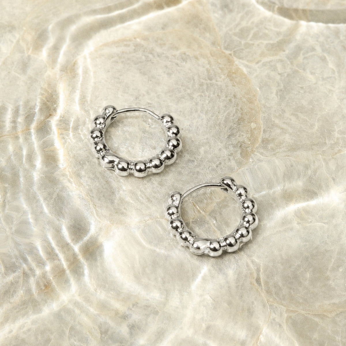 Bruce & Co Beaded Edge Hoop Earrings, 9 mm