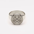 Bruce & Co Engraved Sun Disc Signet Ring, Steel