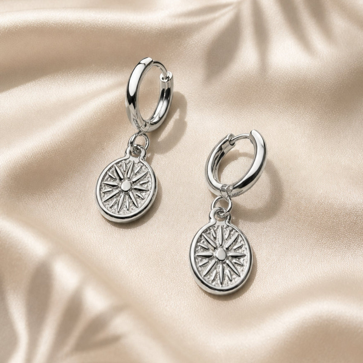 Bruce & Co Sun Disc Charm Hoop Earrings, 8 mm