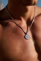 Bruce & Co Men’s Compass Pendant Necklace, Platinum-Plated Steel