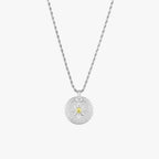 Bruce & Co Compass Zircon Pendant Necklace, 16 mm, Steel