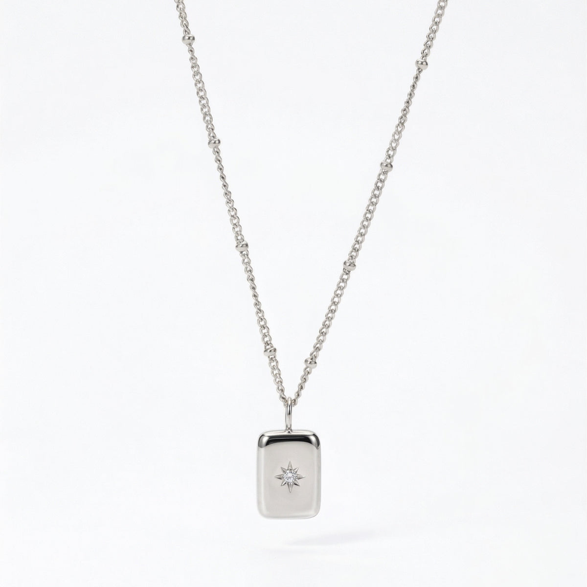 Bruce & Co Starlight – Star-Set Zirconia Tag Necklace