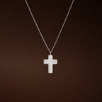 Bruce & Co Mother-of-Pearl Cross Necklace, Stainless Steel