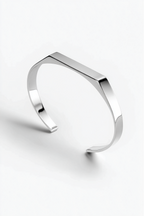 Bruce & Co Faceted Open Cuff Bracelet, 5 mm, Platinum-Plated Steel