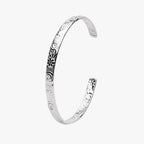 Bruce & Co Flora – Floral Engraved Open Cuff Bracelet, Steel
