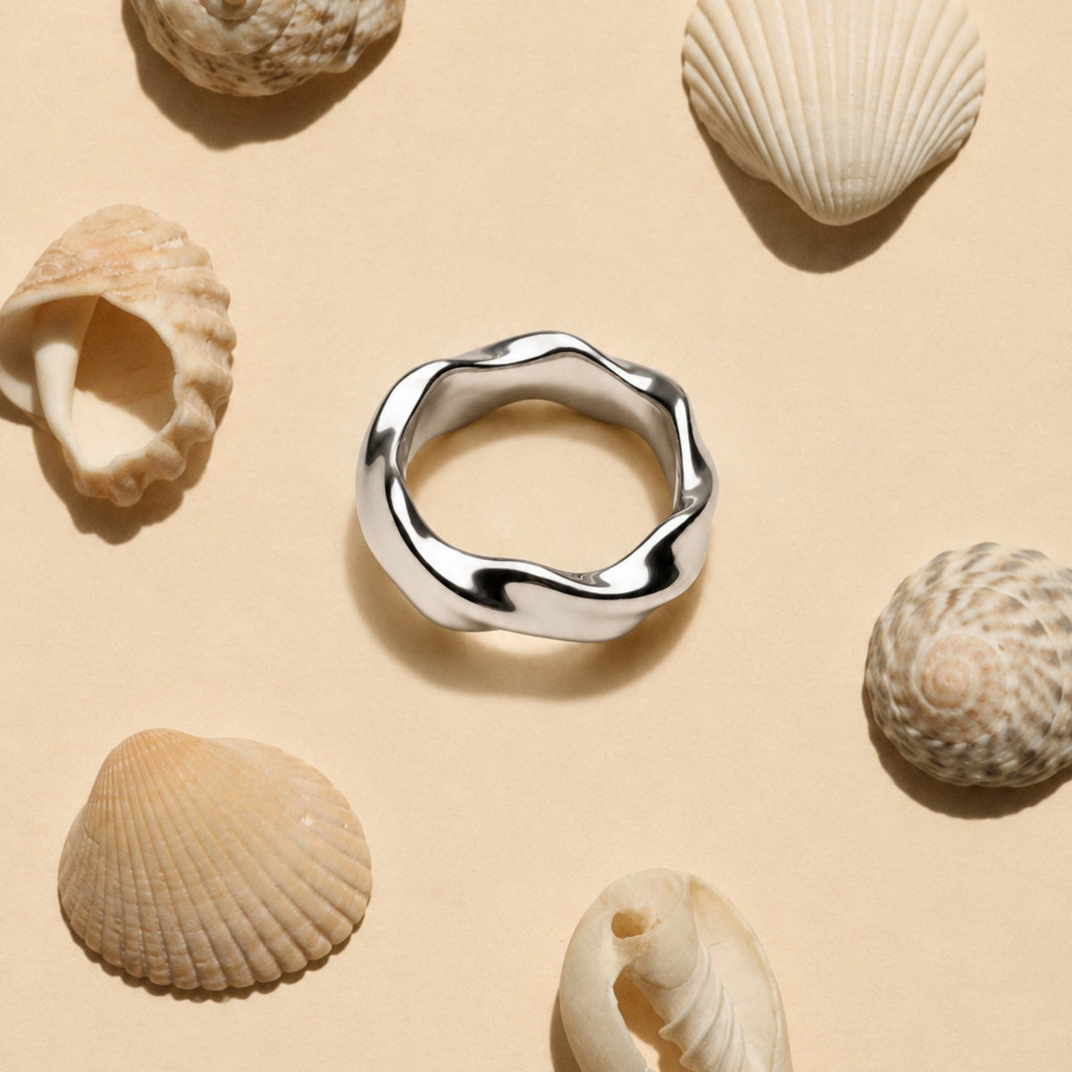 Bruce & Co Dune – Sculpted Wavy Band Ring, Steel