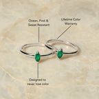 Bruce & Co Green Marquise Stone Solitaire Ring, Steel