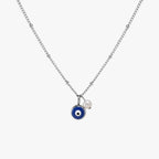 Blue Evil Eye and Pearl Necklace, 45 cm