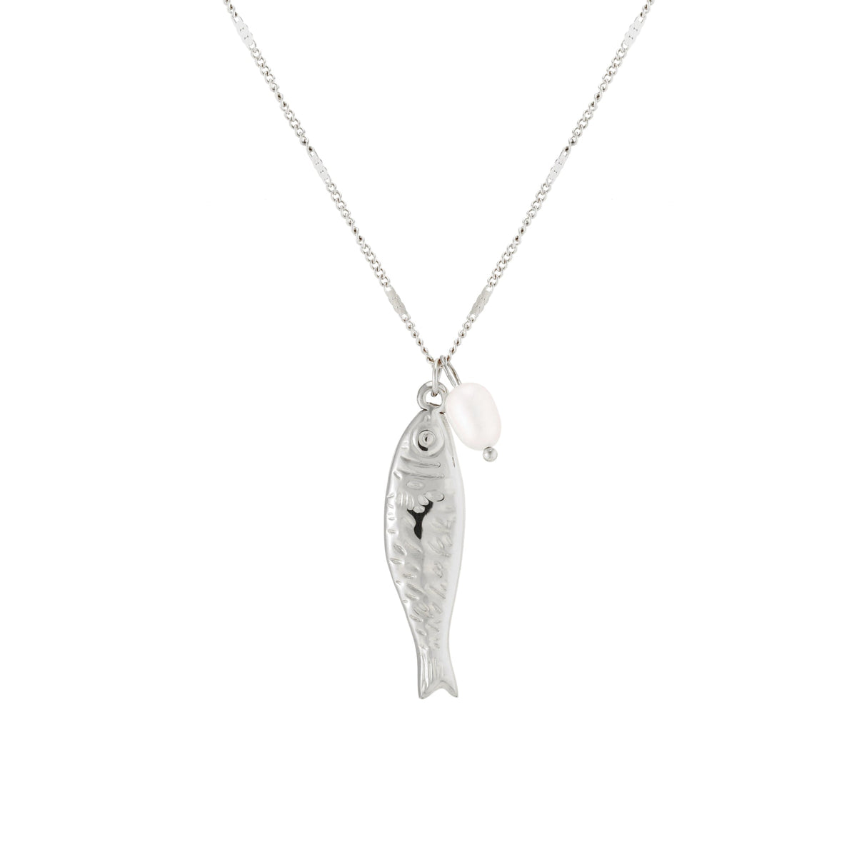 Fish and Freshwater Pearl Pendant Necklace